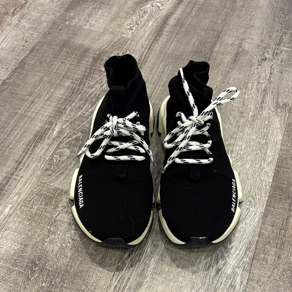 Balenciaga Black and White High-Top Sneakers